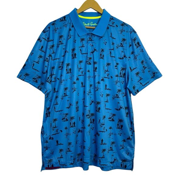 Robert Graham Golf Polo Shirt Men XXL Blue Wicking UV Performance Palm Golf Cart - Picture 1 of 9